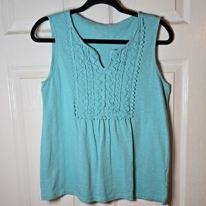 Talbots Medium M Petite Aqua Sleeveless Tank Top